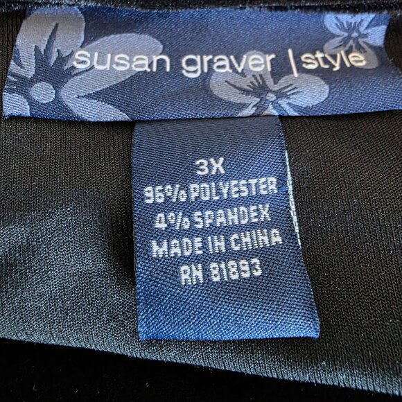 Susan Graver Style Black Velvet Jacket Top Pleated Shimmery Buttons Plus Size 3X - Picture 6 of 7